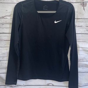 NIKE DRIFIT LONG SLEEVE BLACK GYM ATHLETIC RUNNING SHIRT LARGE WOMENS